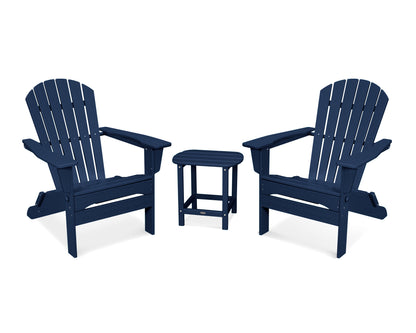 POLYWOOD® South Beach 3-Piece Folding Adirondack Set in Navy