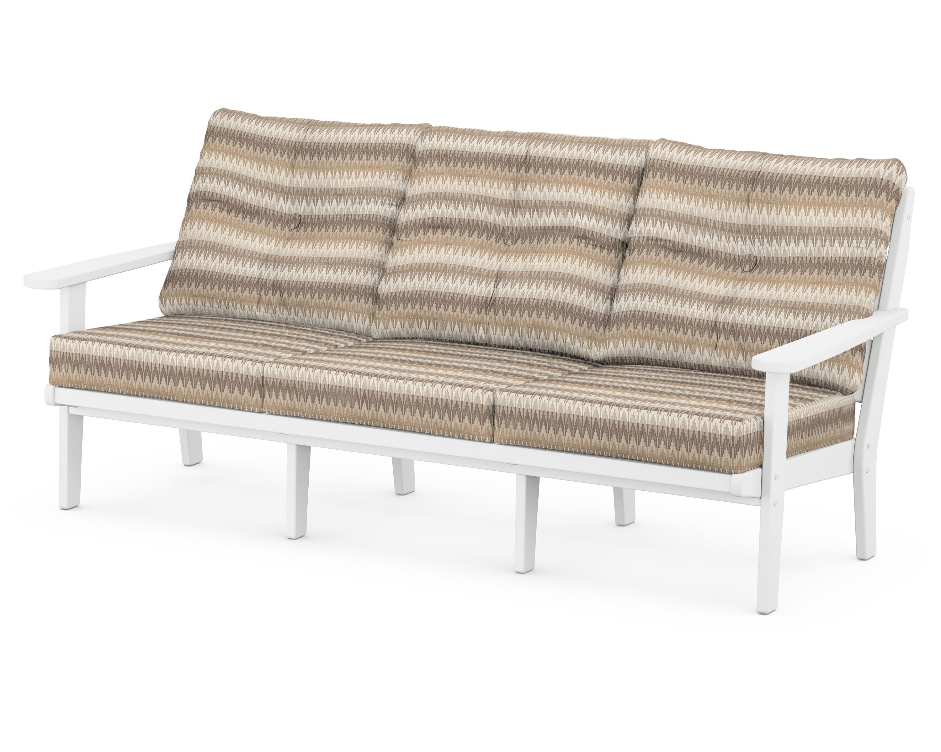 POLYWOOD® Lakeside Deep Seating Sofa in White / Valley Dune