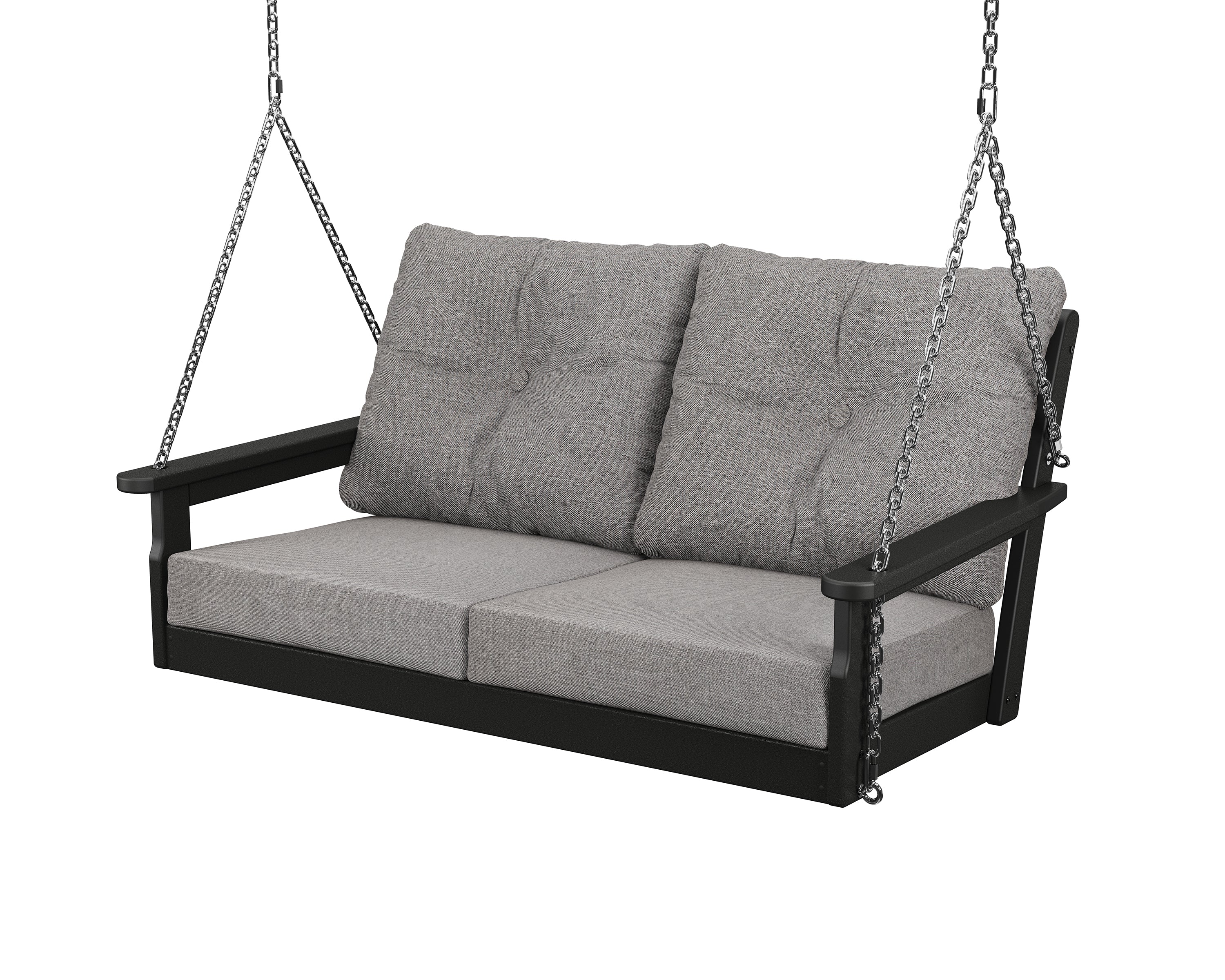 POLYWOOD® Vineyard Deep Seating Swing in Black / Grey Mist