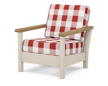 POLYWOOD® Harbour Deep Seating Chair in Sand / Natural / Buffalo Plaid Crimson