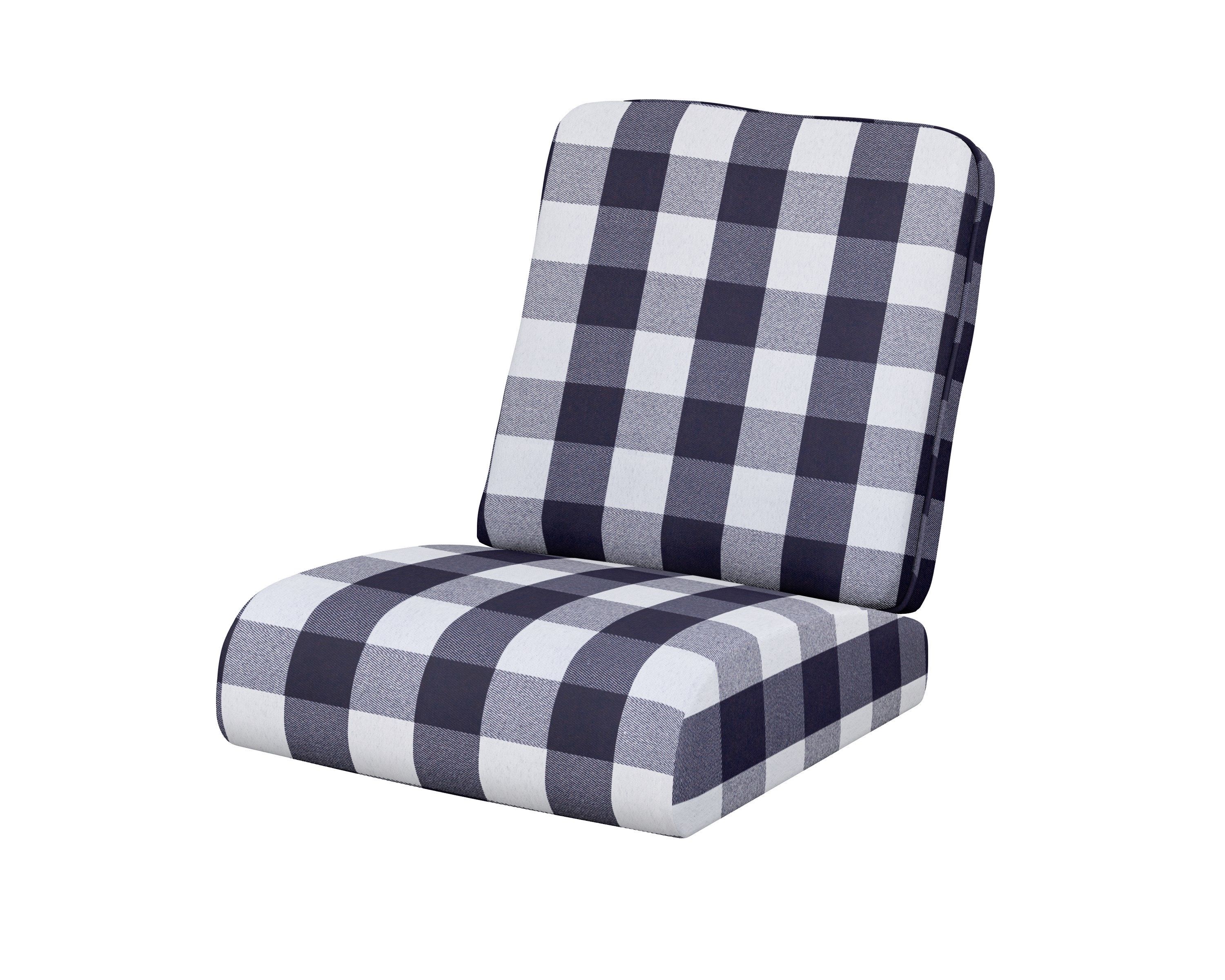 POLYWOOD® Club Seat/Back Cushion in Buffalo Plaid Navy