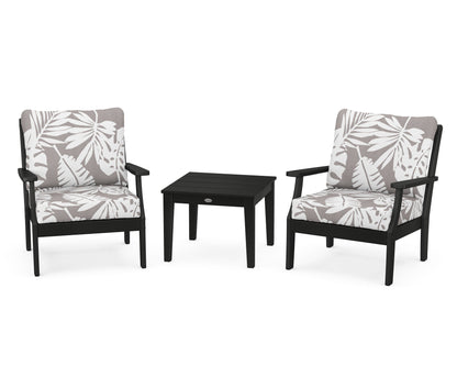 POLYWOOD® Braxton 3-Piece Deep Seating Set in Black / Leaf Grey Mist