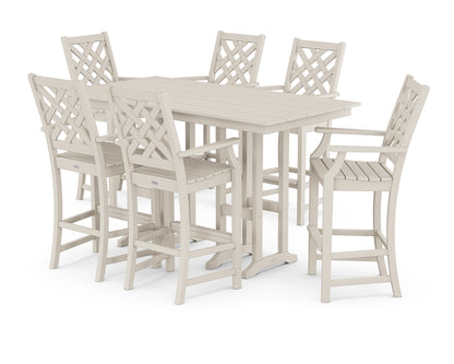 Country Living Wovendale Arm Chair 7-Piece Farmhouse Bar Set in Sand