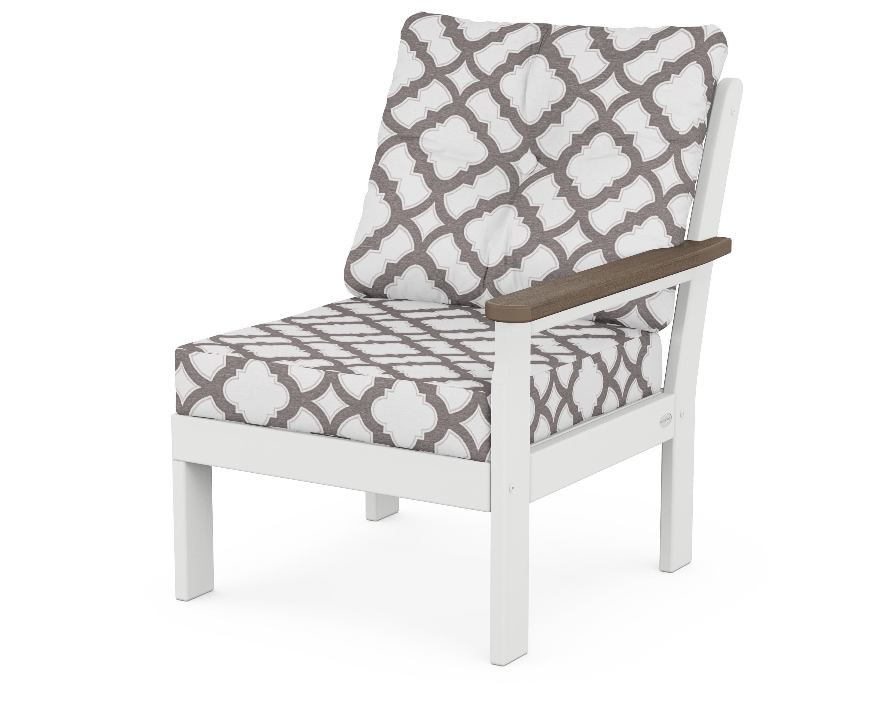 POLYWOOD® Vineyard Modular Right Arm Chair in White / Kona / Trellis Grey Mist