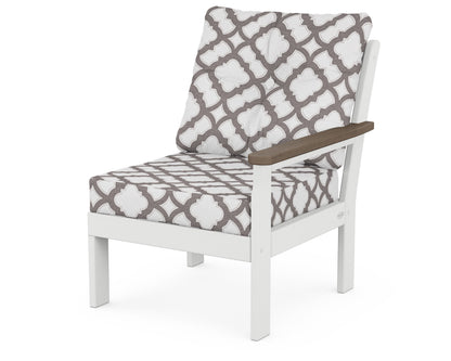 POLYWOOD® Vineyard Modular Right Arm Chair in White / Kona / Trellis Grey Mist