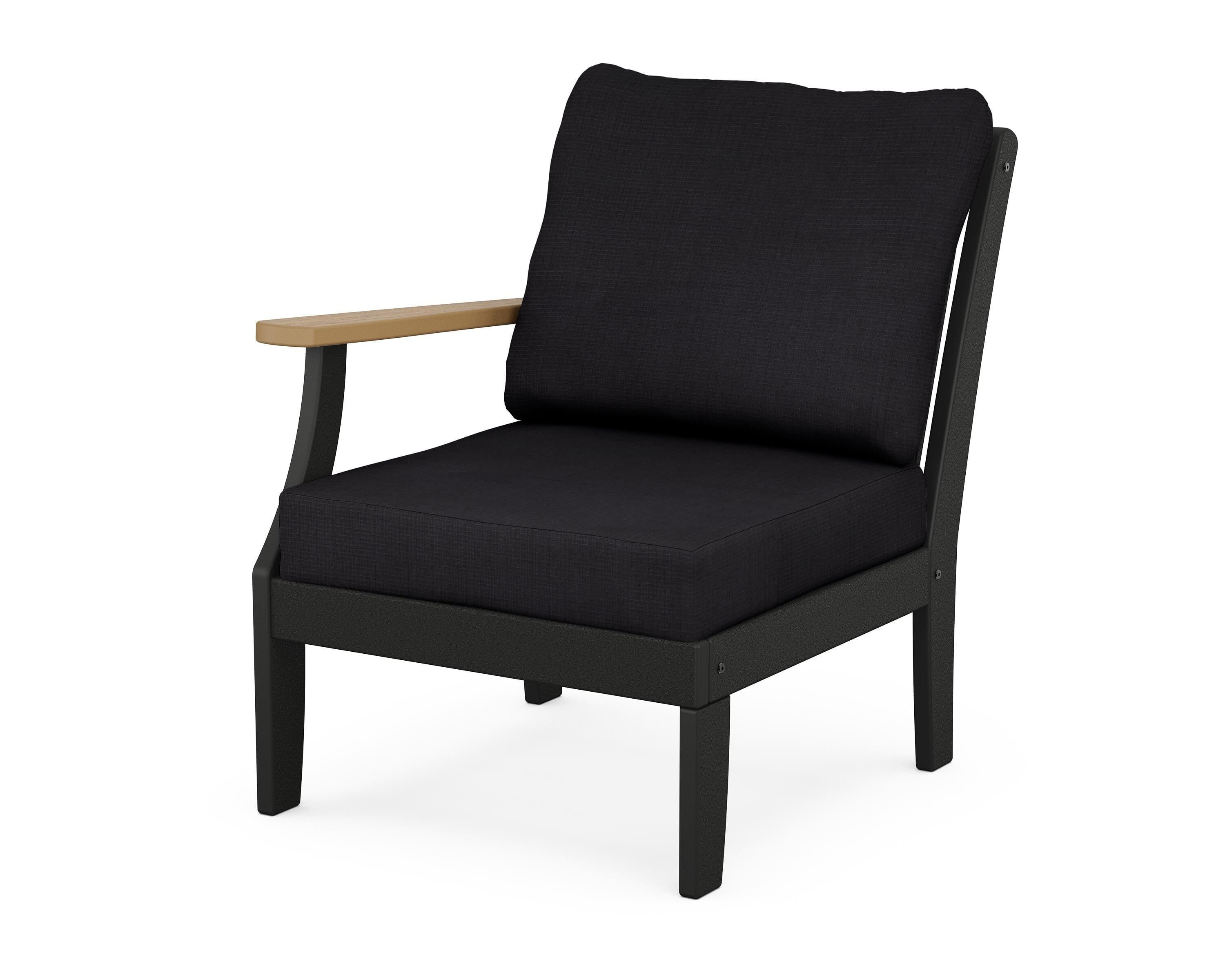 POLYWOOD® Braxton Modular Left Arm Chair in Black / Natural / Midnight Linen