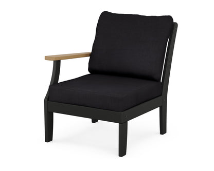 POLYWOOD® Braxton Modular Left Arm Chair in Black / Natural / Midnight Linen