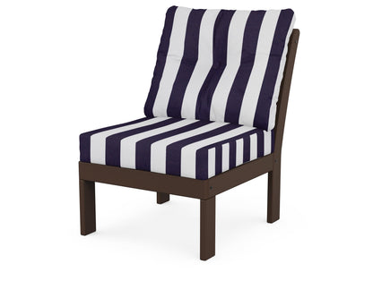 POLYWOOD® Vineyard Modular Armless Chair in Mahogany / Cabana Stripe Navy