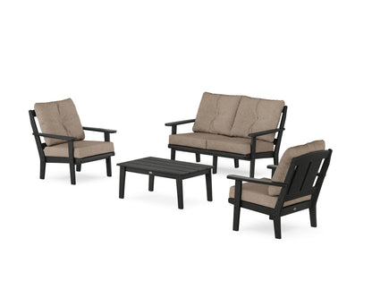 POLYWOOD® Mission 4-Piece Deep Seating Set with Loveseat in Black / Spiced Burlap