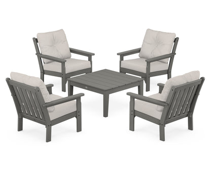 POLYWOOD® Vineyard 5-Piece Deep Seating Conversation Set in Slate Grey / Cast Ash