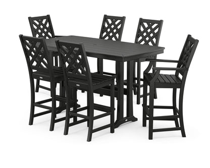 Country Living Wovendale 7-Piece Bar Set with Trestle Legs in Black