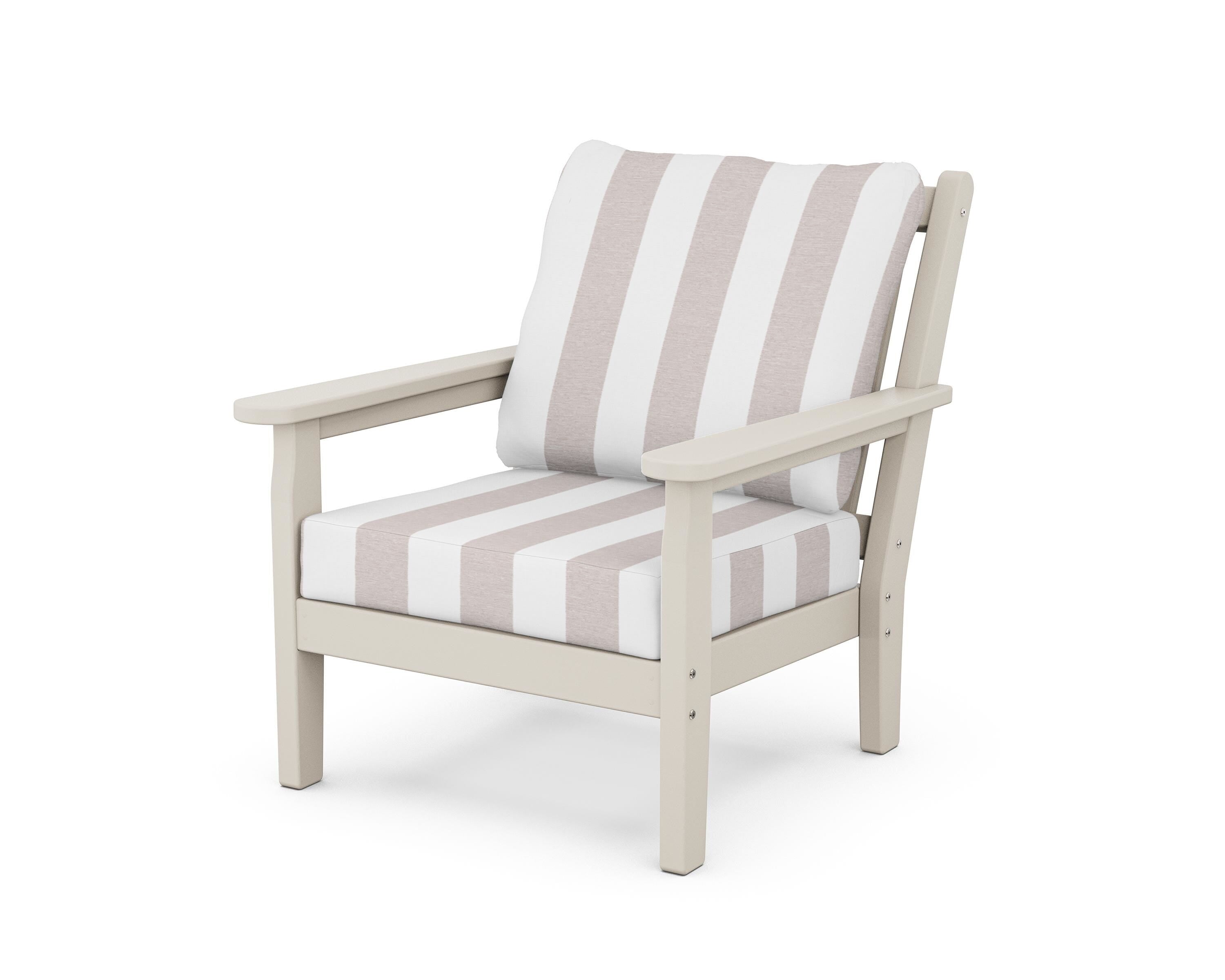 POLYWOOD® Chippendale Deep Seating Chair in Sand / Cabana Stripe Dune Burlap