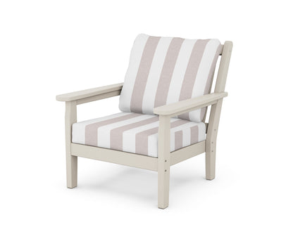 POLYWOOD® Chippendale Deep Seating Chair in Sand / Cabana Stripe Dune Burlap