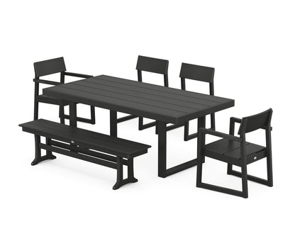 POLYWOOD® EDGE 6-Piece Dining Set with Bench in Black