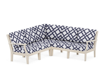 POLYWOOD® Braxton Modular 5-Piece Deep Seating Set in Sand / Trellis Navy