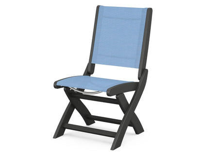 POLYWOOD® Coastal Folding Side Chair in Black / Poolside Sling