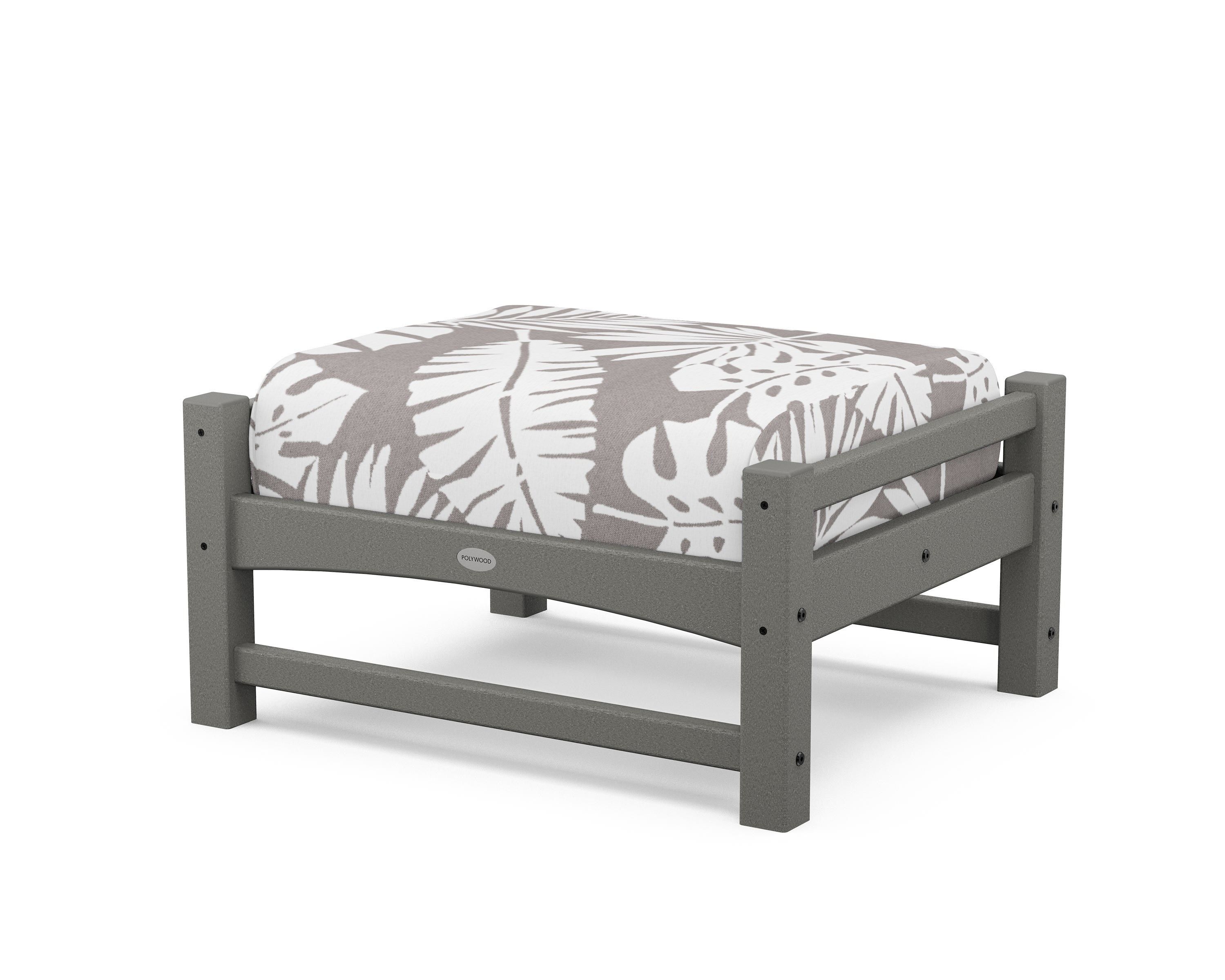 POLYWOOD® Club Ottoman in Slate Grey / Leaf Grey Mist