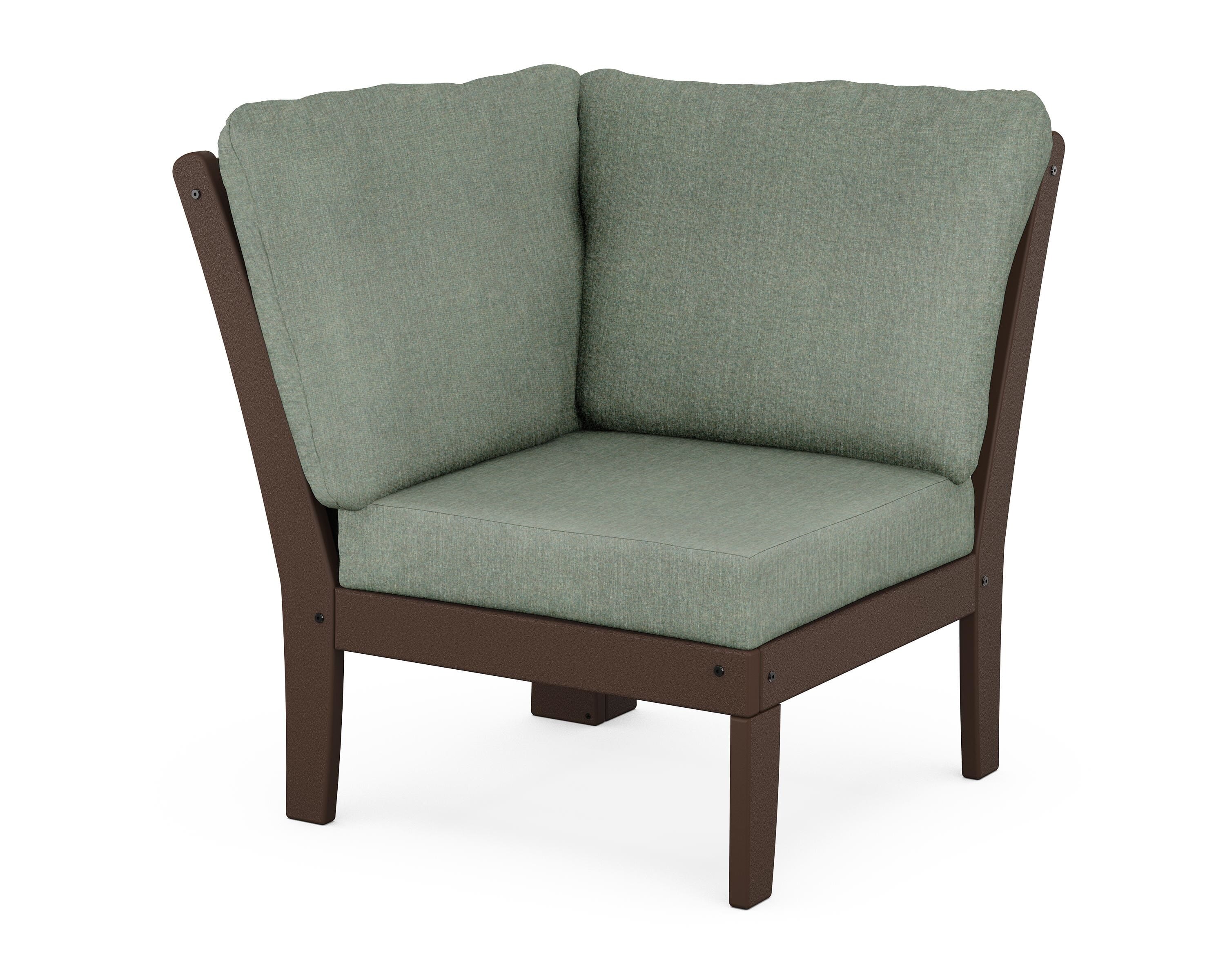 POLYWOOD® Braxton Modular Corner Chair in Mahogany / Cast Sage