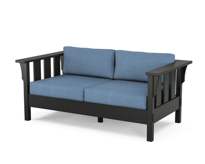 Martha Stewart by POLYWOOD® Acadia Deep Seating Loveseat in Black / Sky Blue
