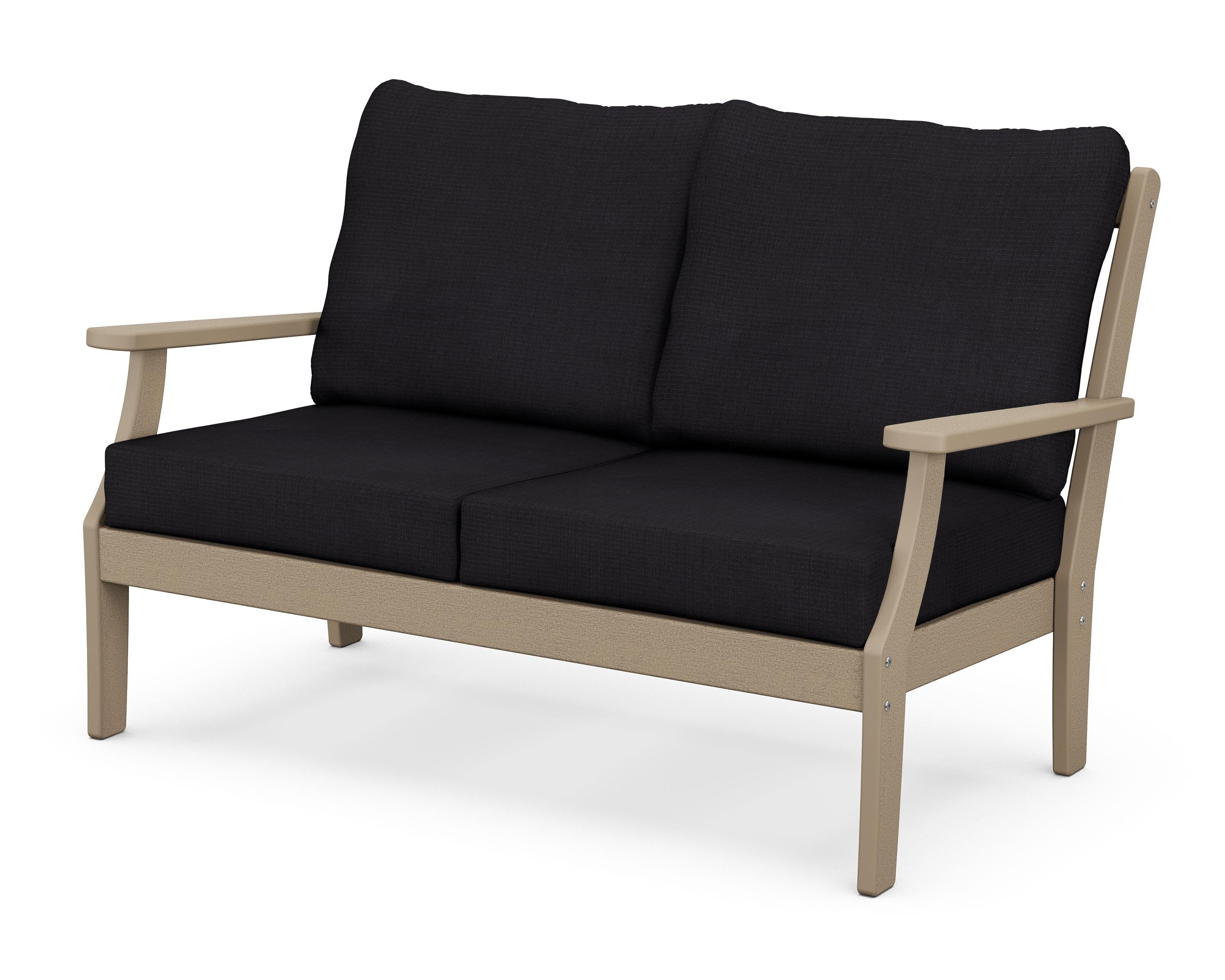 POLYWOOD® Braxton Deep Seating Loveseat in Vintage Sahara / Midnight Linen