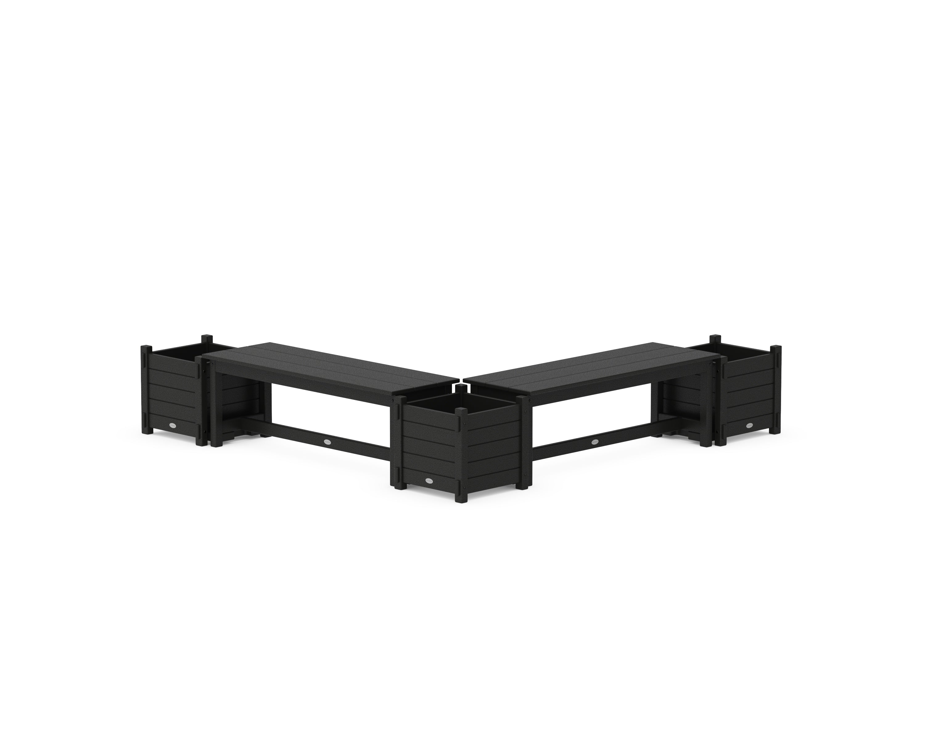 POLYWOOD® 48" Nautical L- Shaped Planter Bench Corner Set in Black