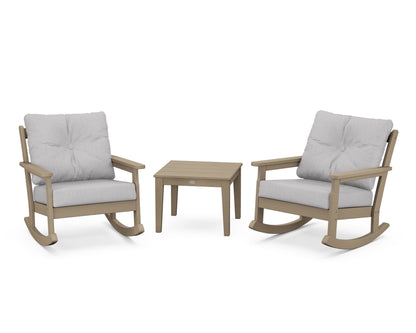 POLYWOOD® Vineyard 3-Piece Deep Seating Rocker Set in Vintage Sahara / Granite