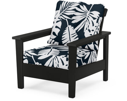 POLYWOOD® Prescott Deep Seating Chair in Black / Leaf Marine Indigo
