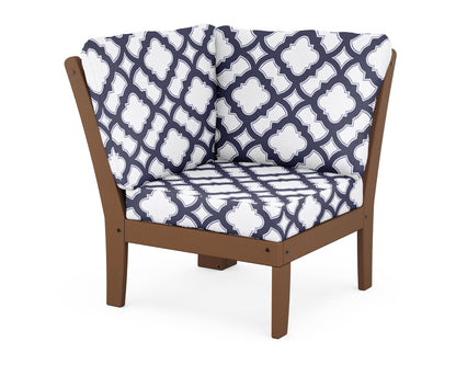 POLYWOOD® Braxton Modular Corner Chair in Teak / Trellis Navy