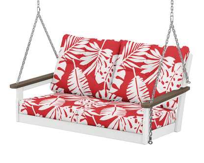 POLYWOOD® Vineyard Deep Seating Swing in White / Kona / Leaf Crimson