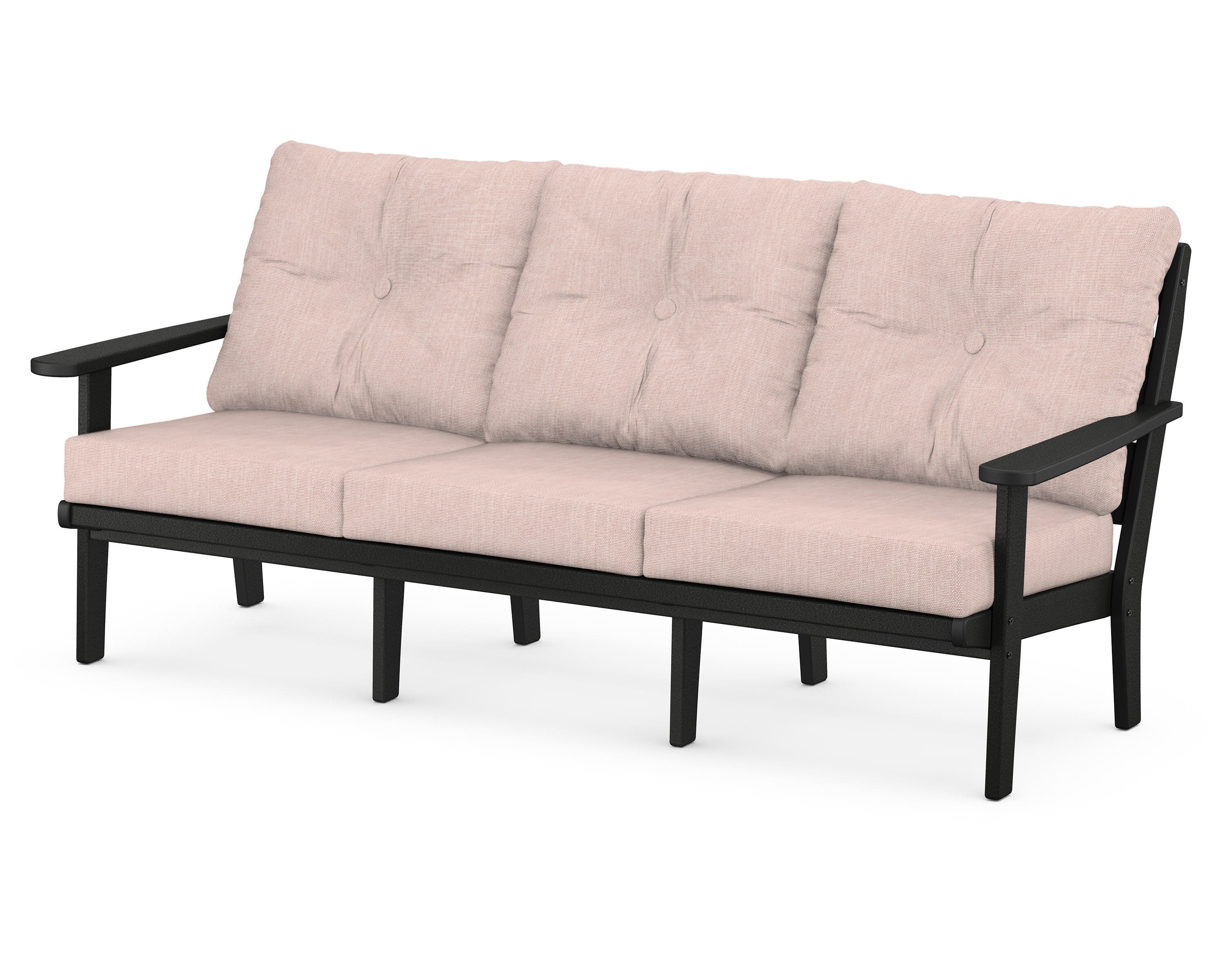 POLYWOOD® Lakeside Deep Seating Sofa in Black / Play Cameo