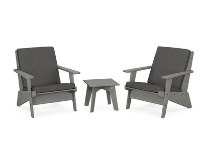 POLYWOOD® Riviera Modern Lounge 3-Piece Set in Slate Grey / Spectrum Carbon