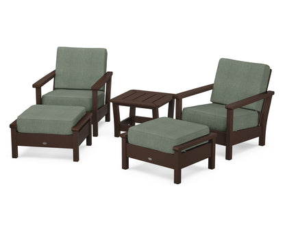 POLYWOOD® Harbour 5-Piece Deep Seating Chair Set in Mahogany / Cast Sage