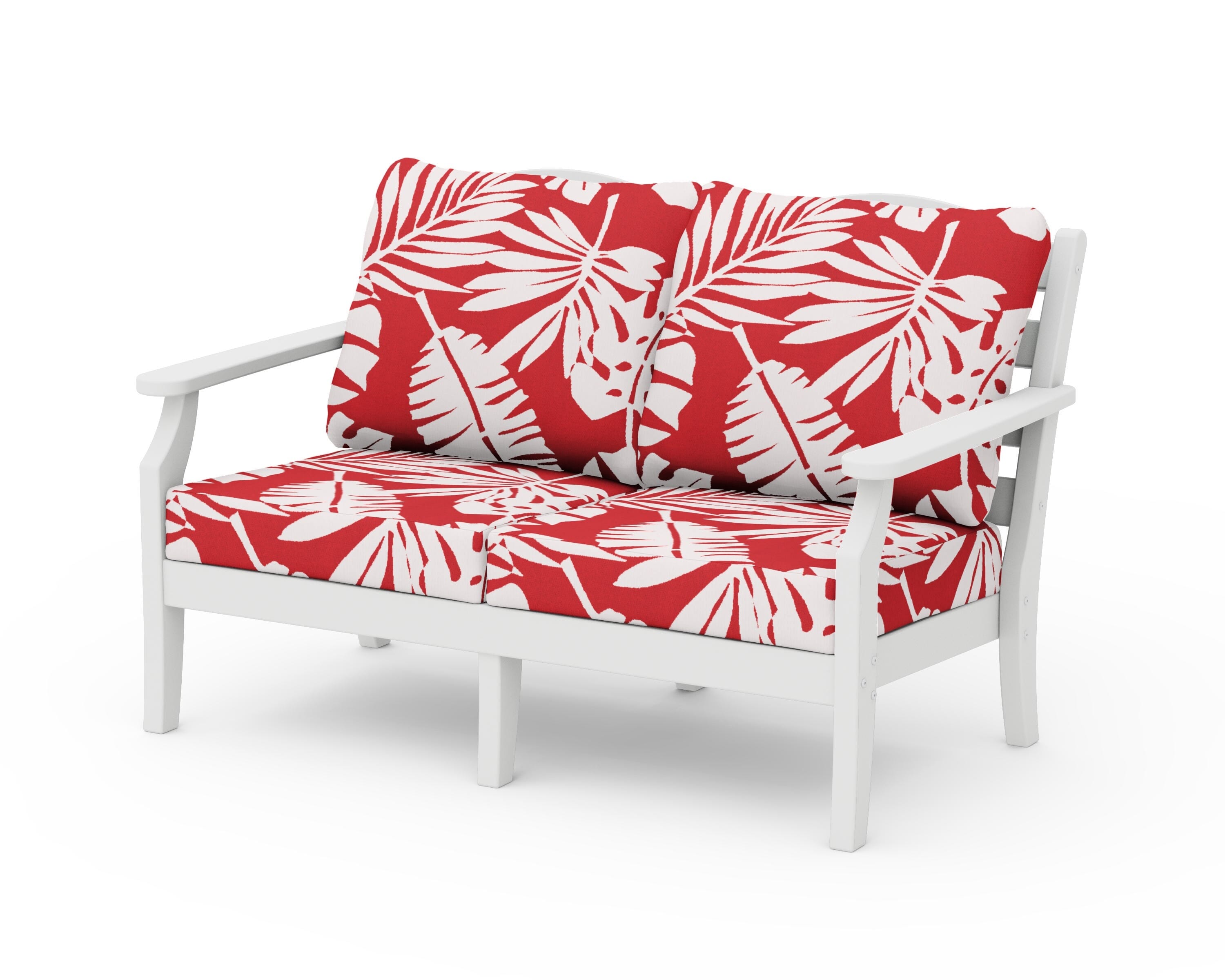 Draper James™ by  POLYWOOD® Savannah Deep Seating Loveseat in White / Leaf Crimson
