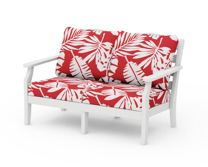 Draper James™ by  POLYWOOD® Savannah Deep Seating Loveseat in White / Leaf Crimson