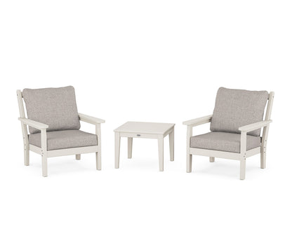 POLYWOOD® Chippendale 3-Piece Deep Seating Set in Sand / Weathered Tweed