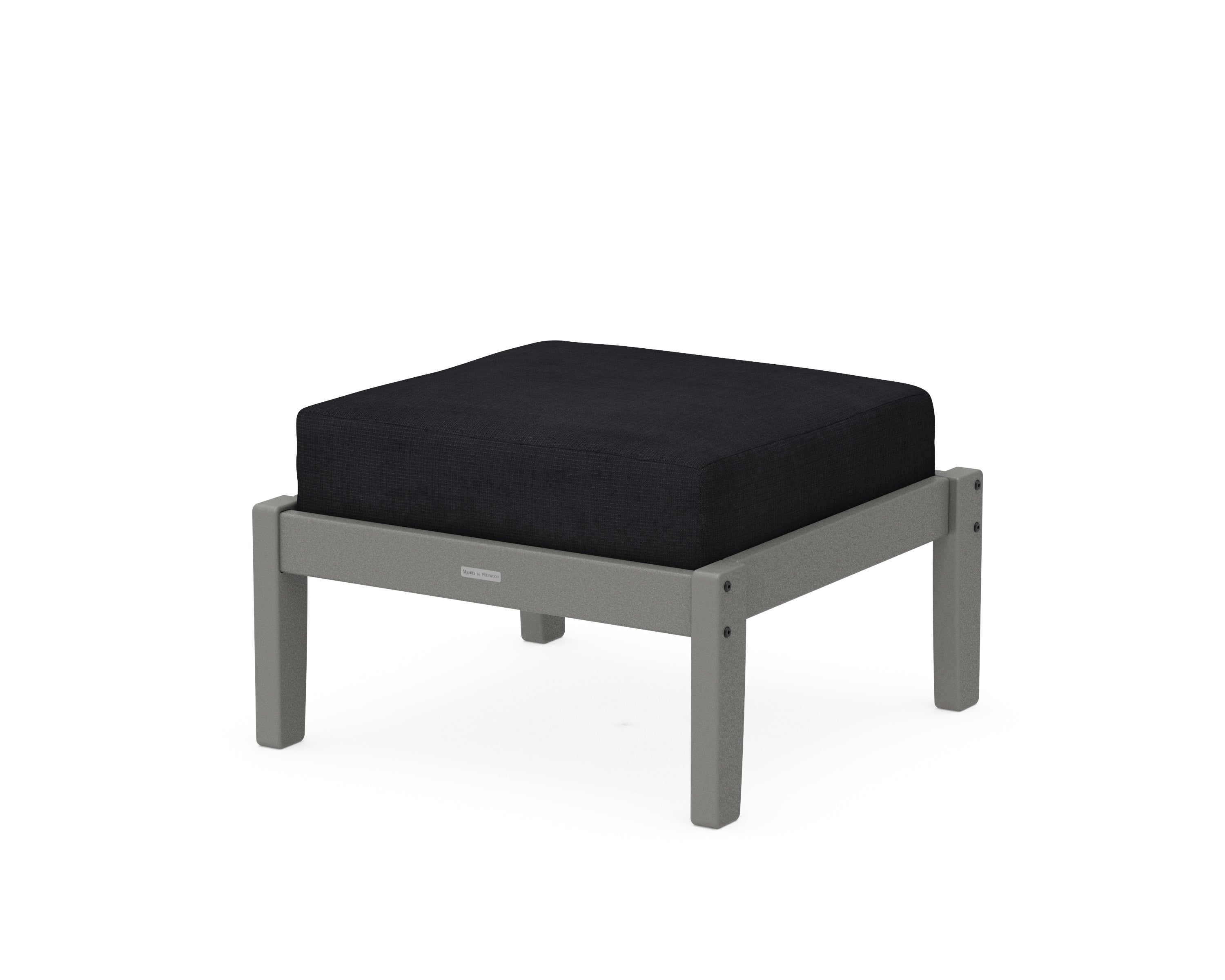 Martha Stewart by POLYWOOD® Chinoiserie Deep Seating Ottoman in Slate Grey / Midnight Linen