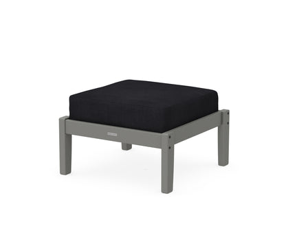 Martha Stewart by POLYWOOD® Chinoiserie Deep Seating Ottoman in Slate Grey / Midnight Linen
