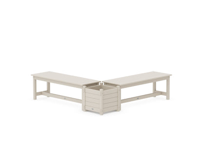 POLYWOOD® 48" Nautical L- Shaped Planter Bench Set in Sand