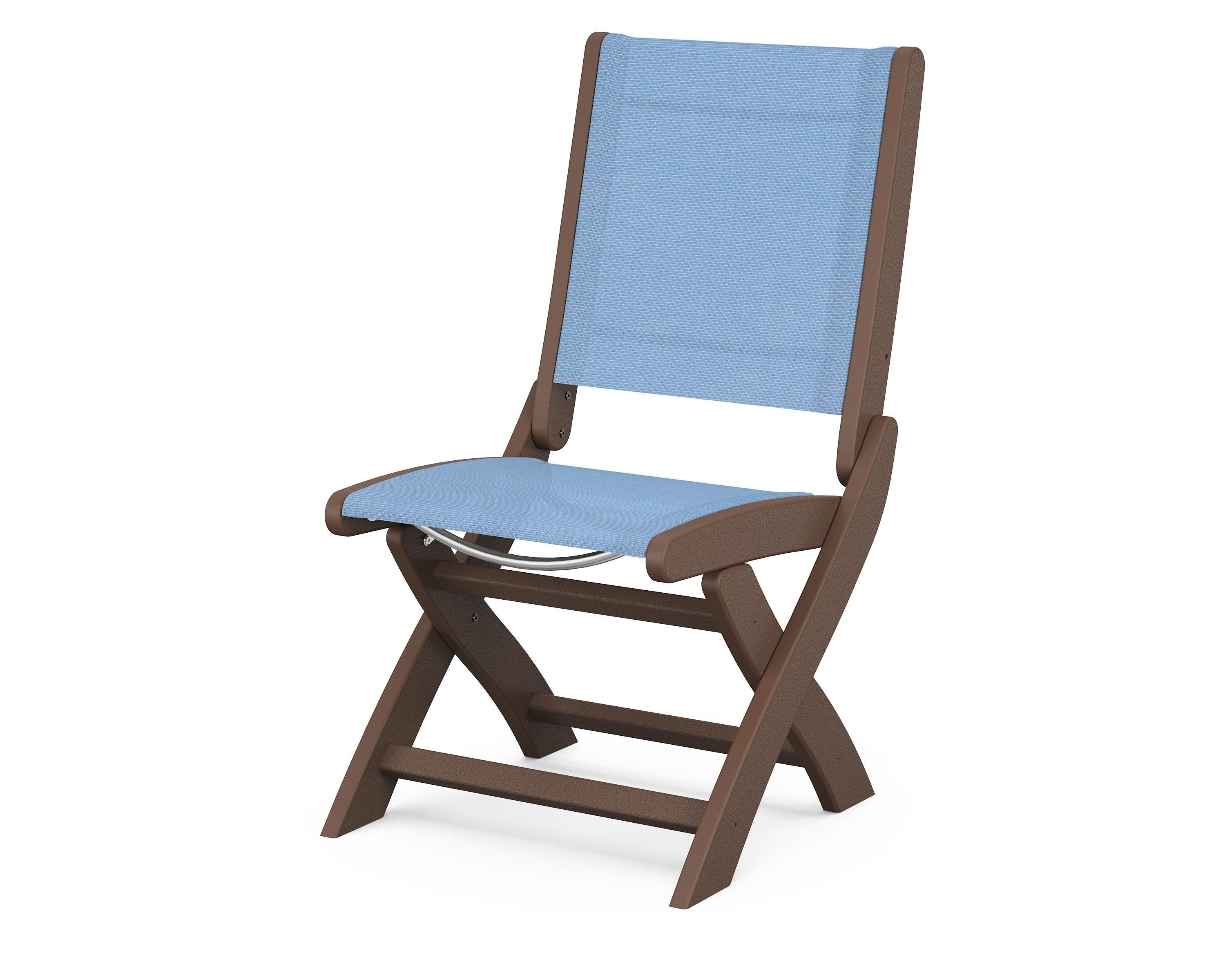 POLYWOOD® Coastal Folding Side Chair in Mahogany / Poolside Sling