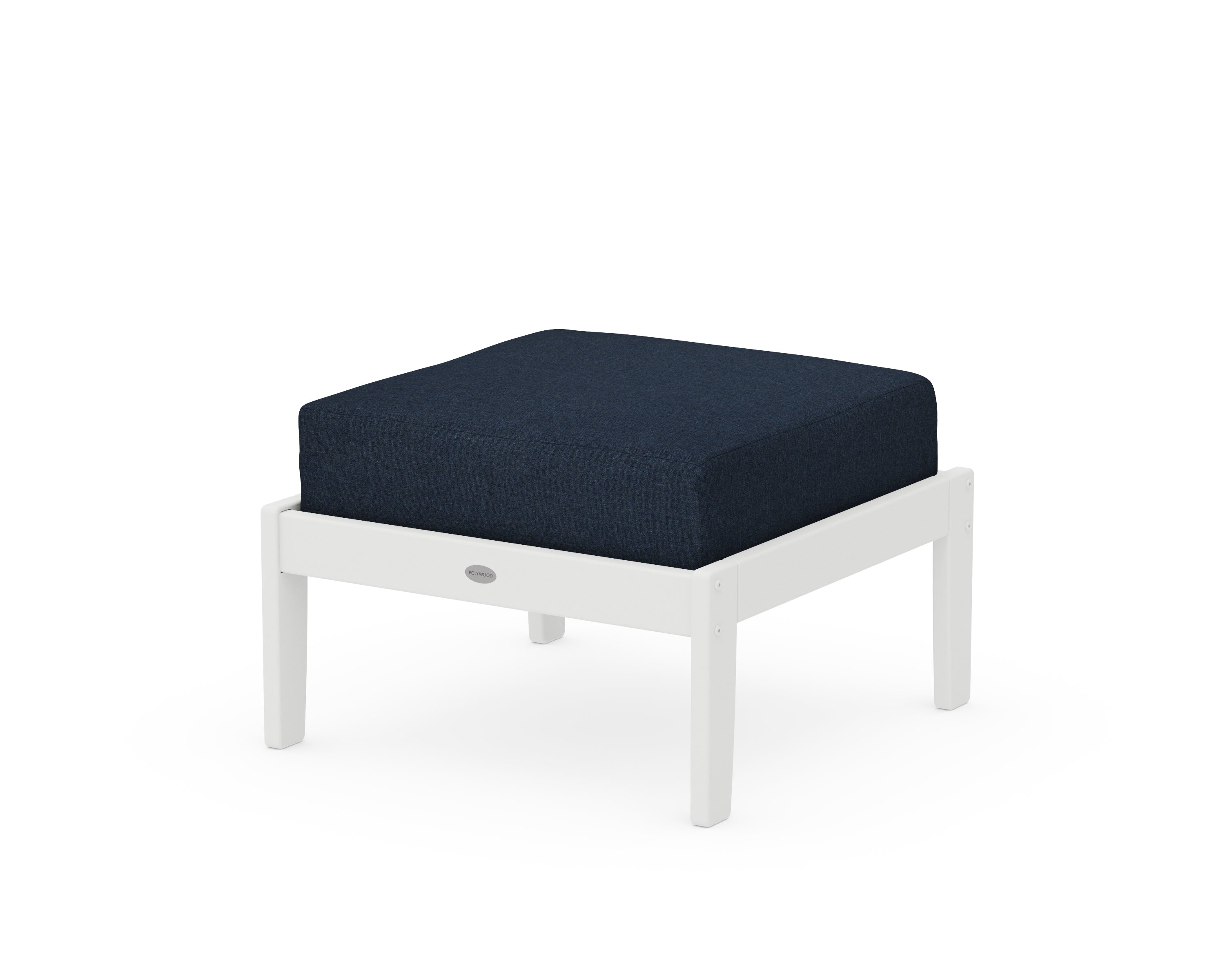 POLYWOOD® Braxton Deep Seating Ottoman in White / Marine Indigo