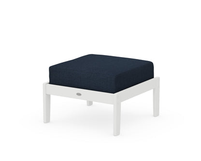 POLYWOOD® Braxton Deep Seating Ottoman in White / Marine Indigo