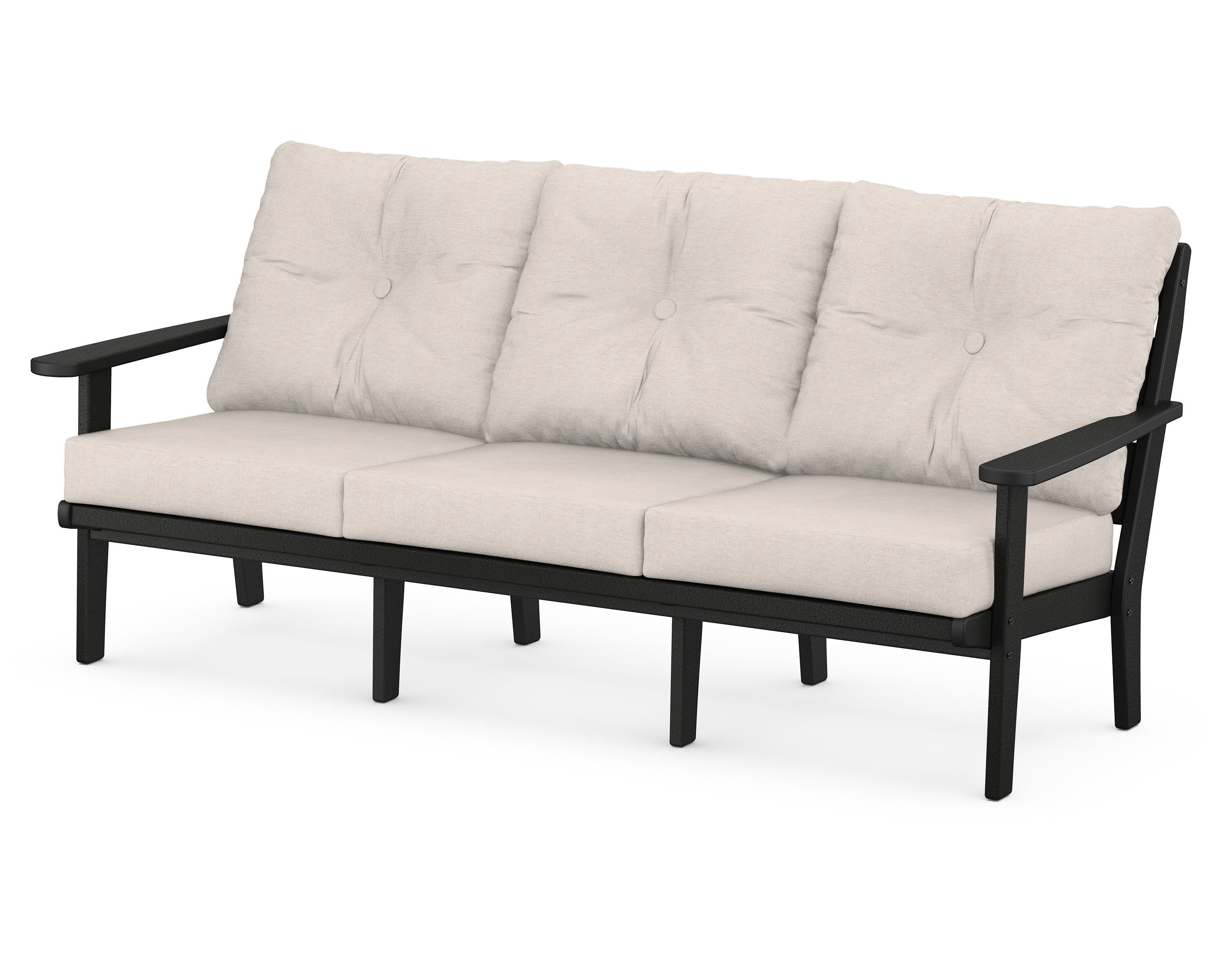 POLYWOOD® Lakeside Deep Seating Sofa in Black / Nuance Cloud