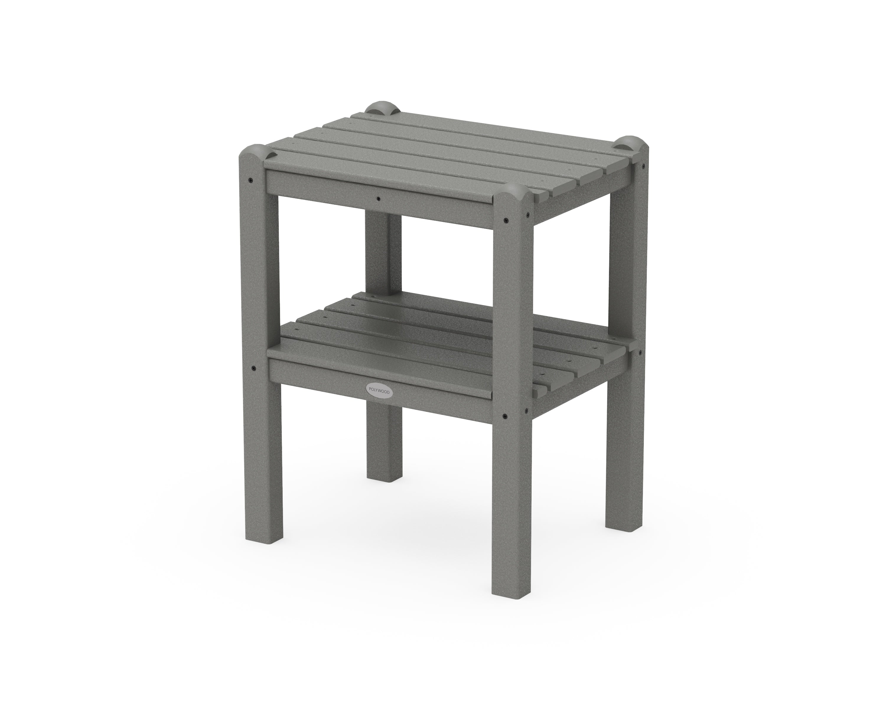 POLYWOOD® Two Shelf Side Table in Slate Grey