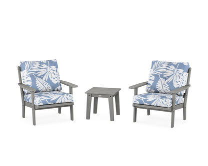 POLYWOOD® Prairie 3-Piece Deep Seating Set in Slate Grey / Leaf Sky Blue