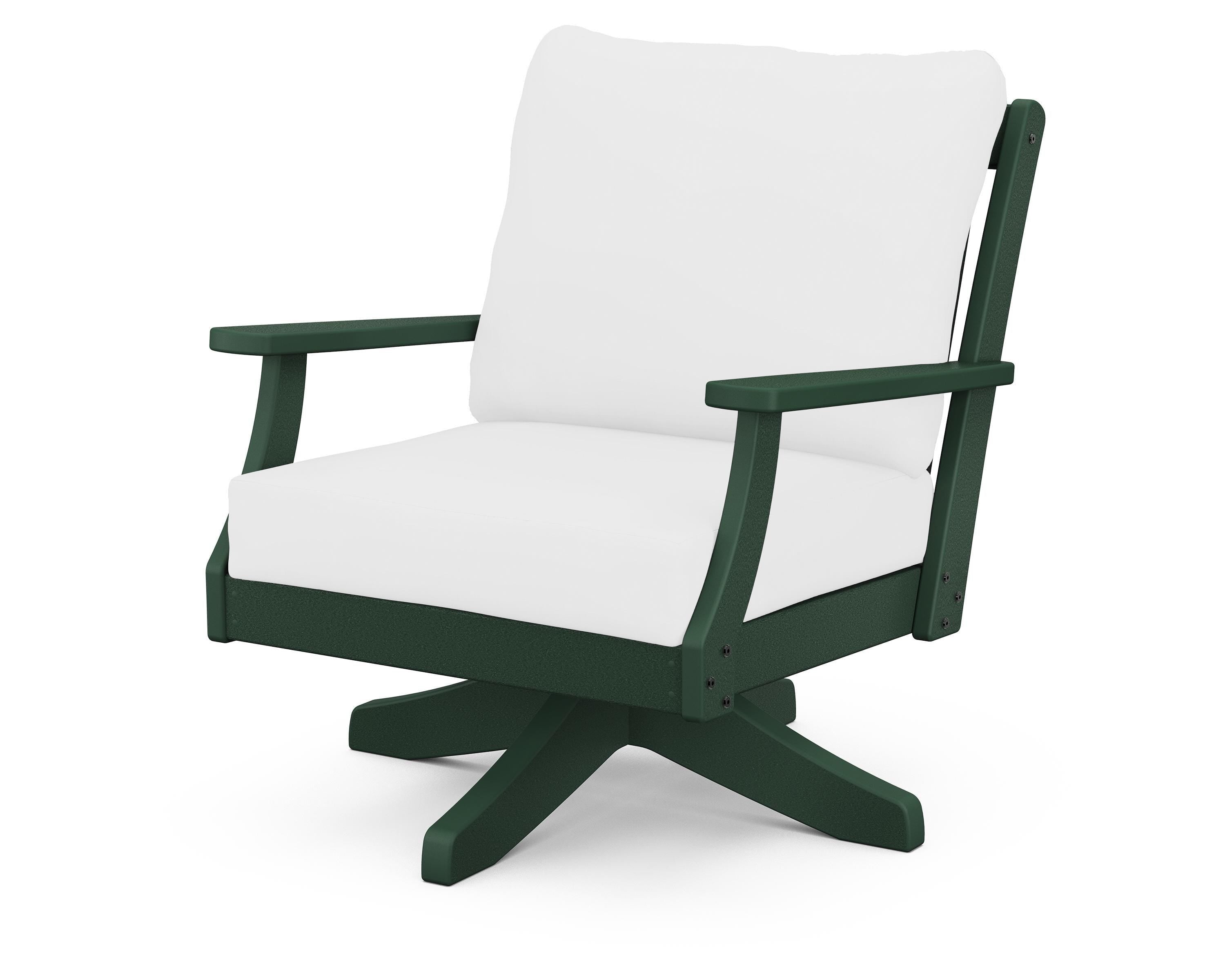 POLYWOOD® Braxton Deep Seating Swivel Chair in Green / Natural