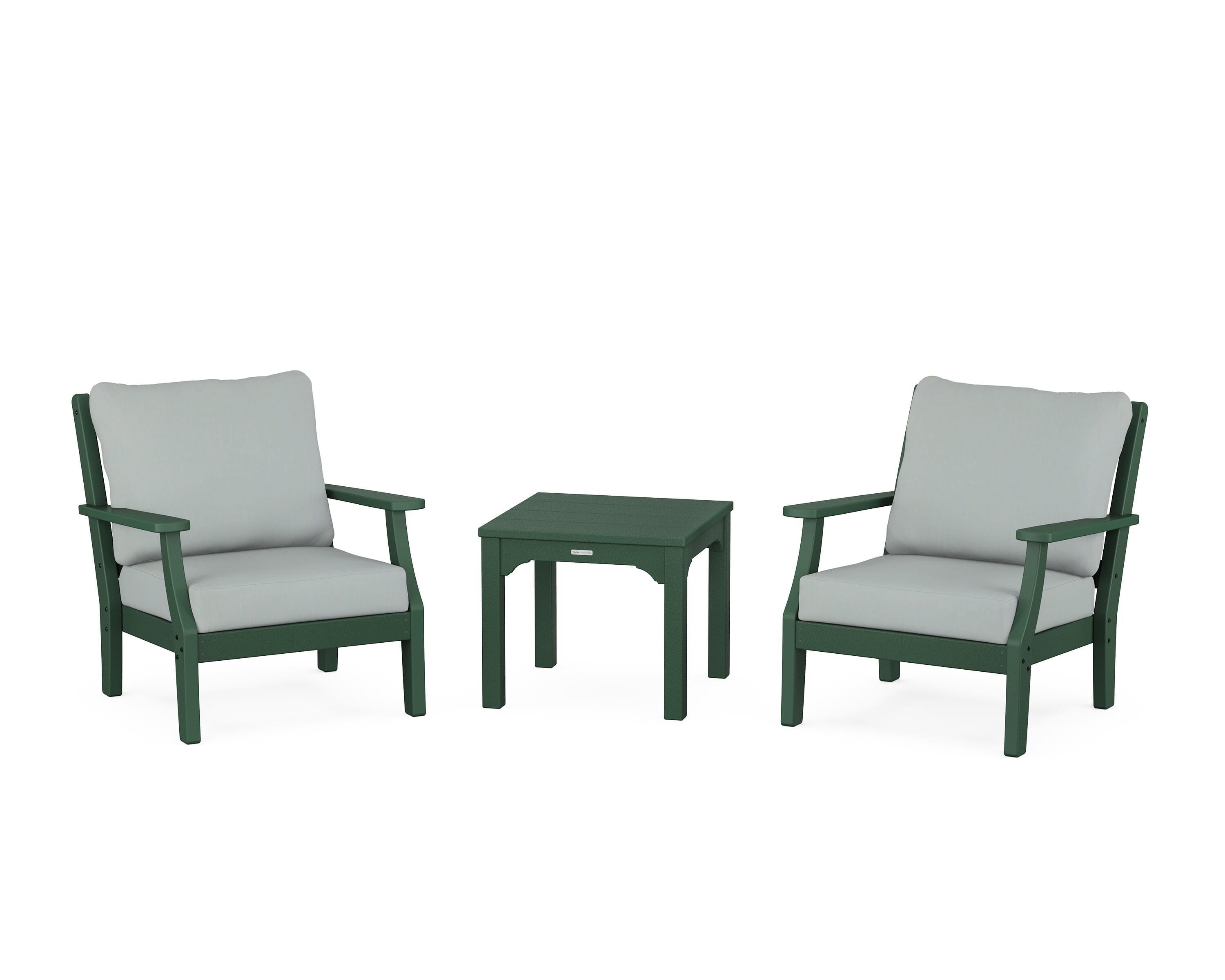 Martha Stewart by POLYWOOD® Chinoiserie 3-Piece Deep Seating Set in Green / Spa