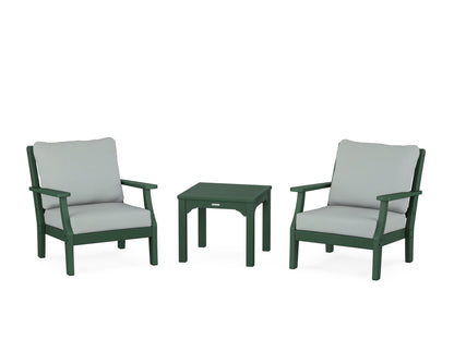 Martha Stewart by POLYWOOD® Chinoiserie 3-Piece Deep Seating Set in Green / Spa