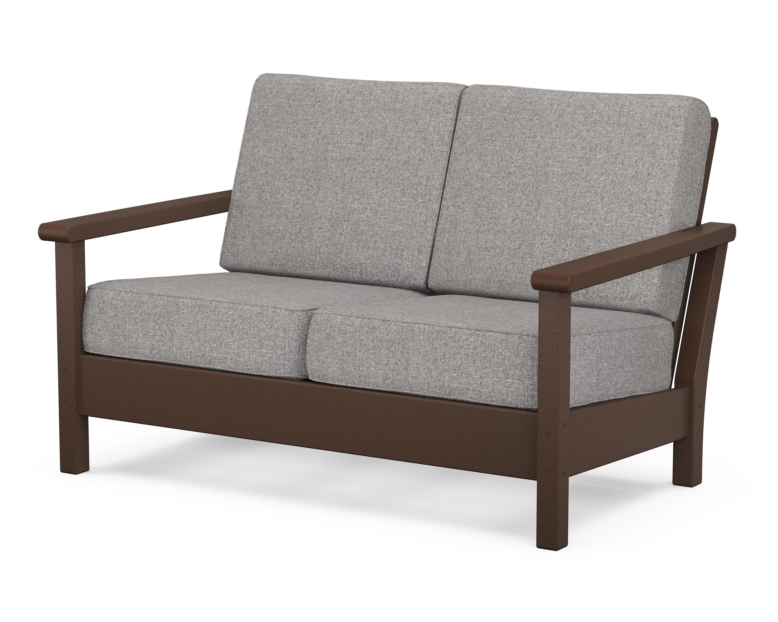 POLYWOOD® Harbour Deep Seating Loveseat in Mahogany / Grey Mist