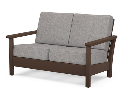 POLYWOOD® Harbour Deep Seating Loveseat in Mahogany / Grey Mist