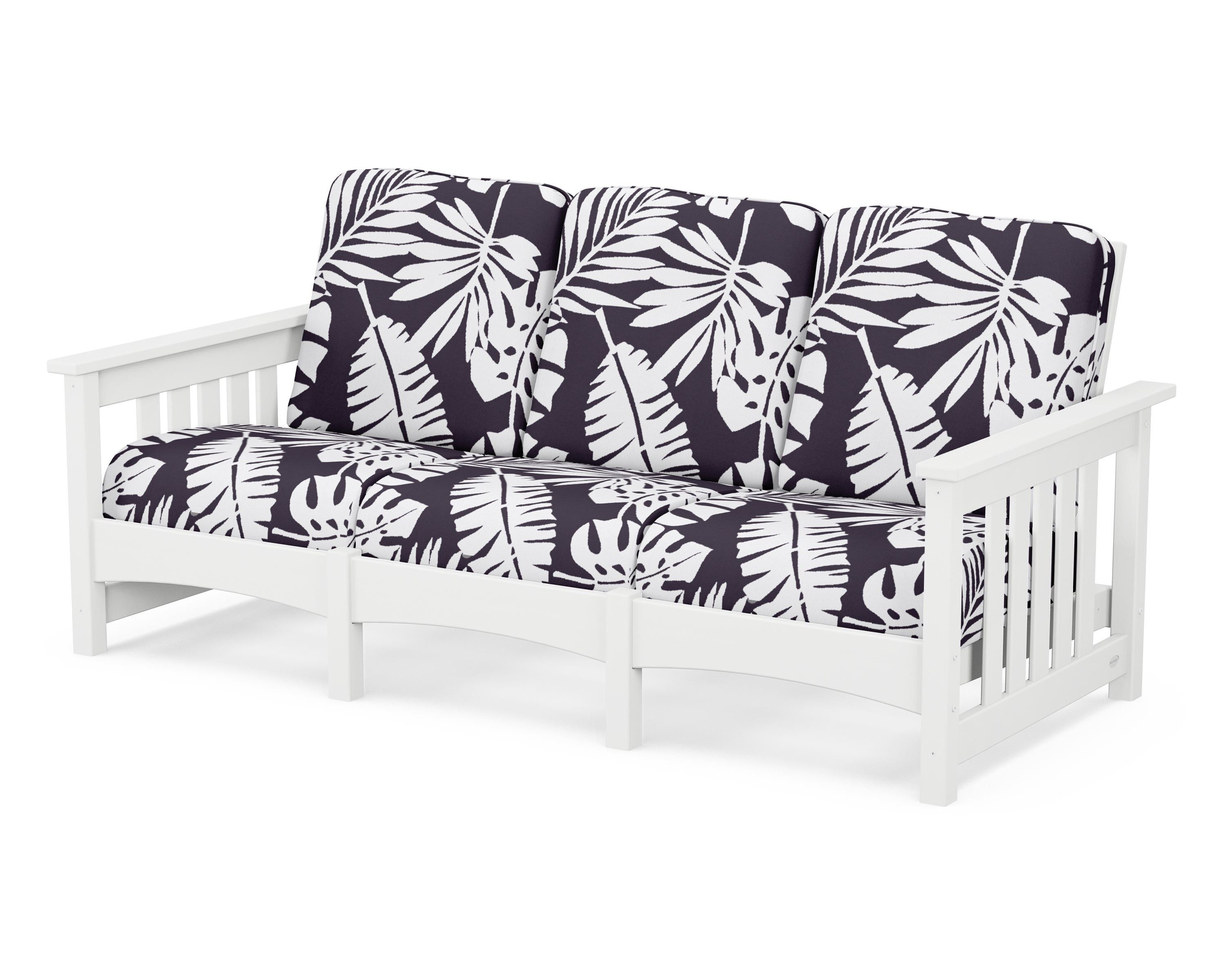 POLYWOOD® Club Mission Sofa in White / Leaf Navy